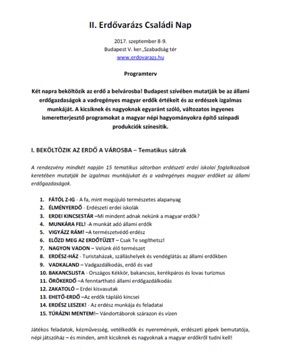 Erdővarázs II. 2017 részletes programajánlója