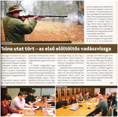 A Nimród vadászmagazin cikke a vizsgáról